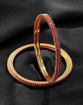 set of 4 stone-studded thin bangles