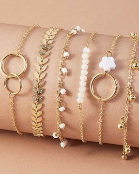 set of 6 gold-plated link bracelets
