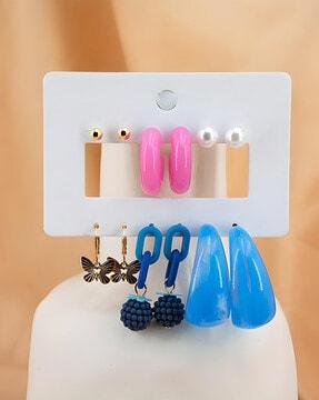 set of 6 hoops & studs earrings