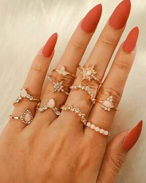 set of 10 stone-studded rings