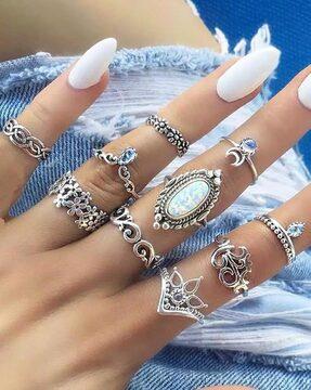 set of 10 stylish midi rings