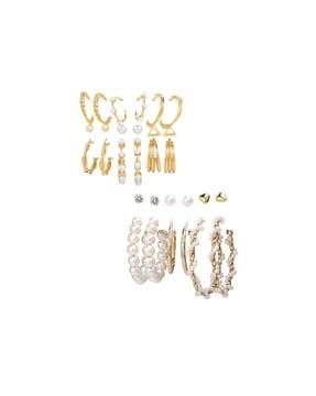 set of 12 gold-plated hoop earrings