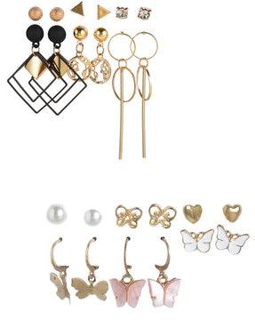 set of 12 gold-plated stud earrings