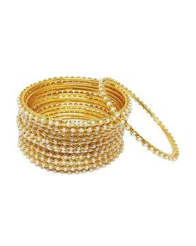 set of 12 pearl-embellished bangles