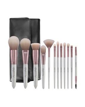 set of 12 professional makeup brushes with pouch