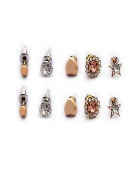 set of 12 stone-studded studs earrings