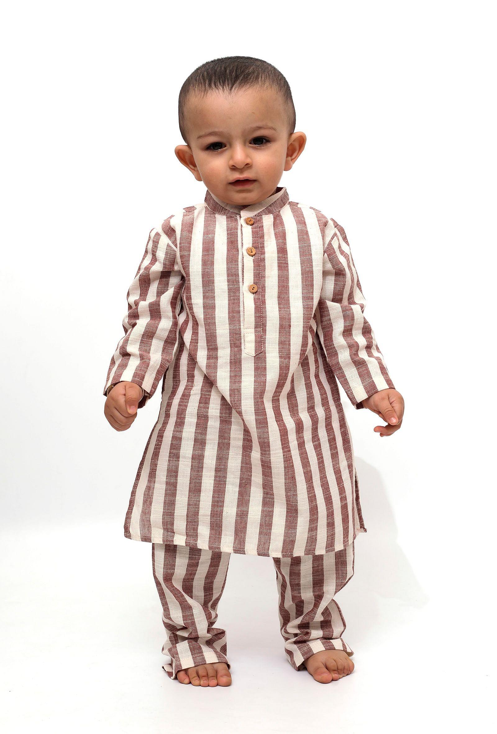 set of 2 - noddy dusky red stripes kurta pajama