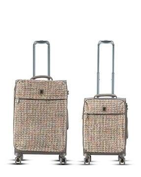 set of 2 checked trolleys with 360 degree rotating wheels