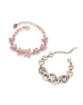set of 2 crystal embellished bracelets