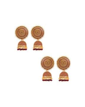set of 2 drop dome shape jhumkas earrings