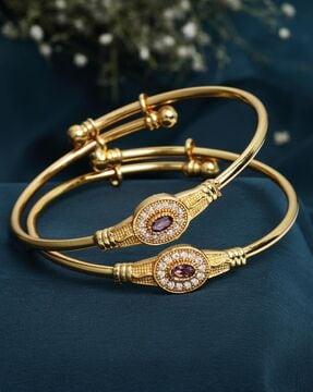 set of 2 gold-plated cz stone bangles