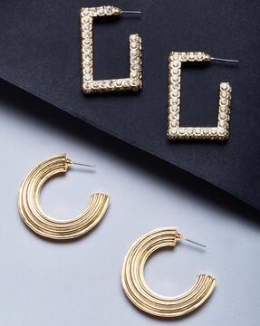 set of 2 gold-plated hoop earrings