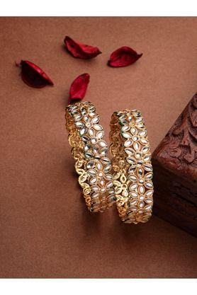 set of 2 gold plated kundan studded bangles
