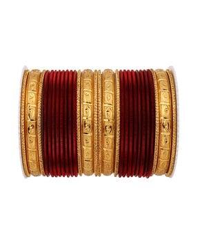 set of 2 gold-plated meenakari stone-studded bangles