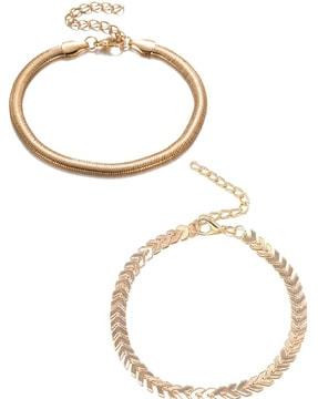 set of 2 gold-plated snake chain anklets