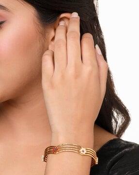 set of 2 gold-plated stone studded bangles
