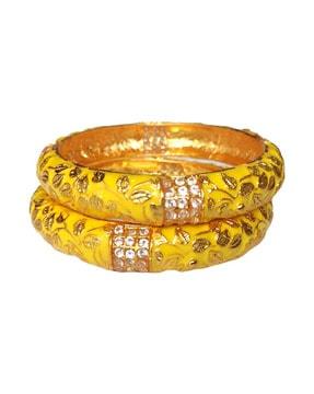 set of 2 meenakari gold-plated bangles