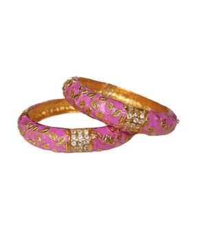 set of 2 meenakari gold-plated bangles