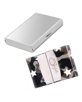 set of 2 metallic & glitter card holders