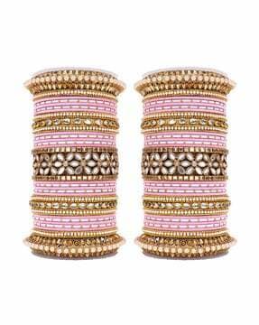 set of 2 mirror embellished velvet bangles