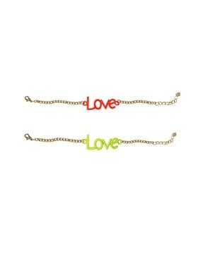 set of 2 neon love bracelets
