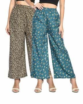 set of 2 printed palazzo with elasticated waist