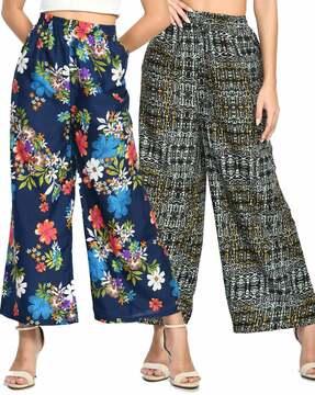 set of 2 printed palazzo with elasticated waist