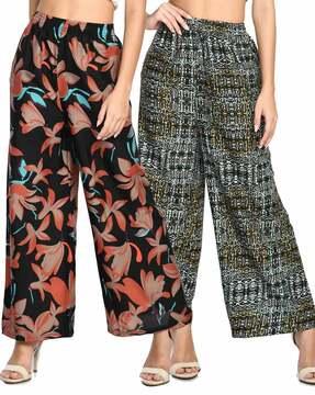set of 2 printed palazzo with elasticated waist