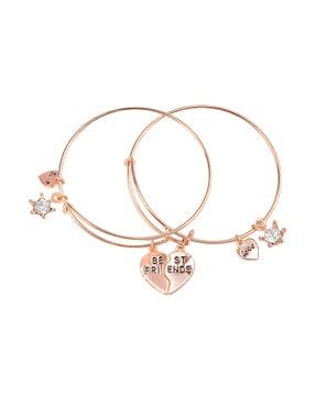 set of 2 rose gold plated best friends love bracelet