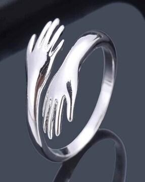 set of 2 silver-plated adjustable rings