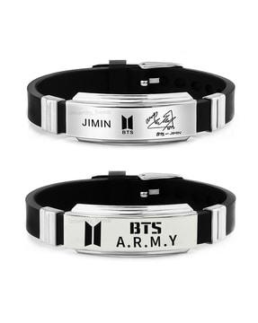 set of 2 silver-plated bts army wraparound bracelets