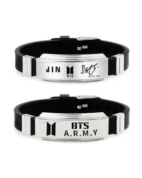 set of 2 silver-plated bts army wraparound bracelets