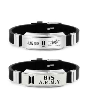 set of 2 silver-plated bts army wraparound bracelets