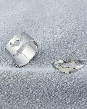 set of 2 silver-plated couple rings