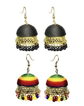 set of 2 silver-plated jhumkas