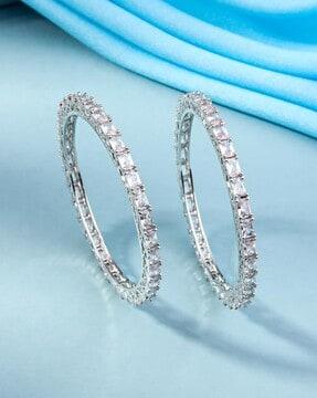 set of 2 silver-plated stone-studded bangles