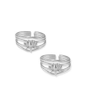 set of 2 sterling silver lotus toe rings