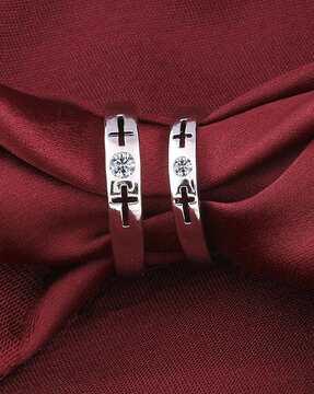 set of 2 stone-studded couple rings