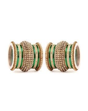 set of 2 stone-studded metal bangles