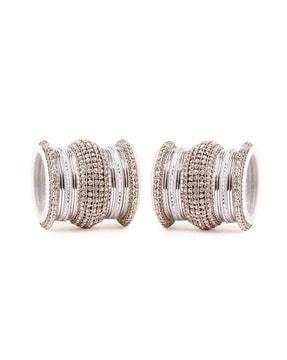 set of 2 stone-studded metal bangles