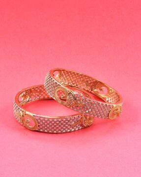 set of 2 stone-studded slip-on bangles