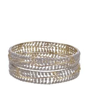 set of 2 stone-studded slip-on bangles