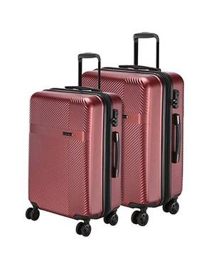 set of 2 striped luggage bags with number lock