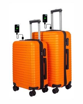 set of 2 vacanza polycarbonate hardcase luggage with usb port (s | m)