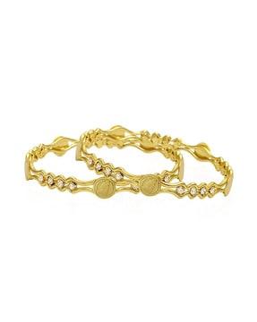 set of 2 women gold-plated stone-studded bangles