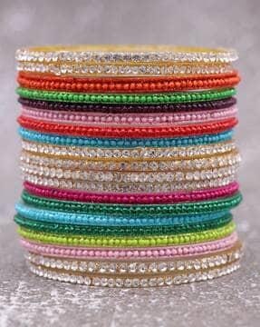 set of 20 stone-studded thin bangles