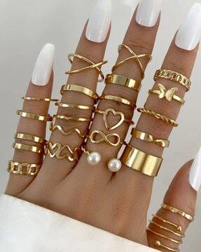 set of 22 gold-plated rings