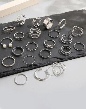 set of 22 silver-plated stackable rings