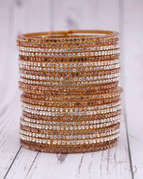 set of 24 stone-studded thin bangles