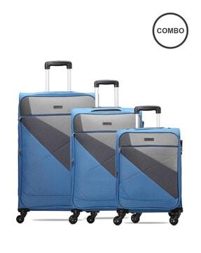 set of 3 colourblock trolley bags